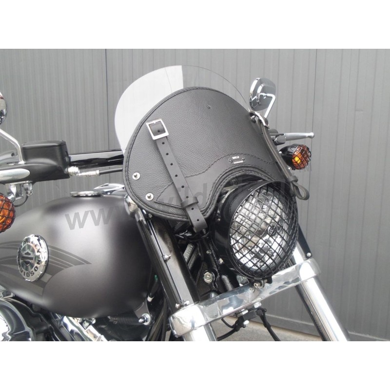 PARE-BRISE EN CUIR NOIR MCJ POUR HARLEY DAVIDSON FXDLS 1800 LOW RIDER S 2016-17
