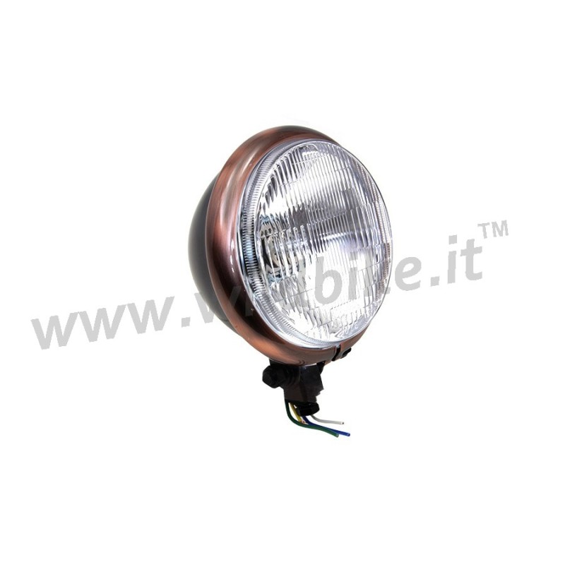 HEADLAMP BATES 5.75" 145 MM BLACK/COPPER CUSTOM MOTORCYCLES AND HARLEY DAVIDSON