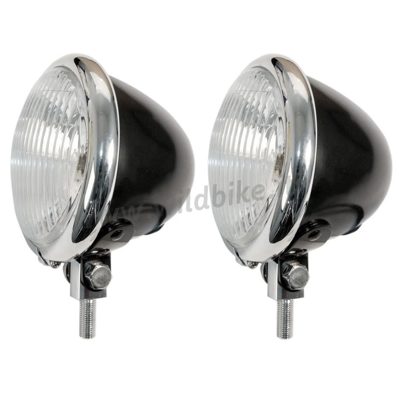 ZUSATZSCHEINWERFER BATES SCHWARZ/CHROME PAAR 4 1/2" 110 MM HARLEY DAVIDSON