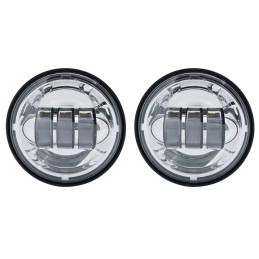PAIRE DE RÉFLECTEURS LED CHROME POUR PHARES AUXILIAIRES 4 1/2" 110 MM POUR MOTOS ET HARLEY DAVIDSON