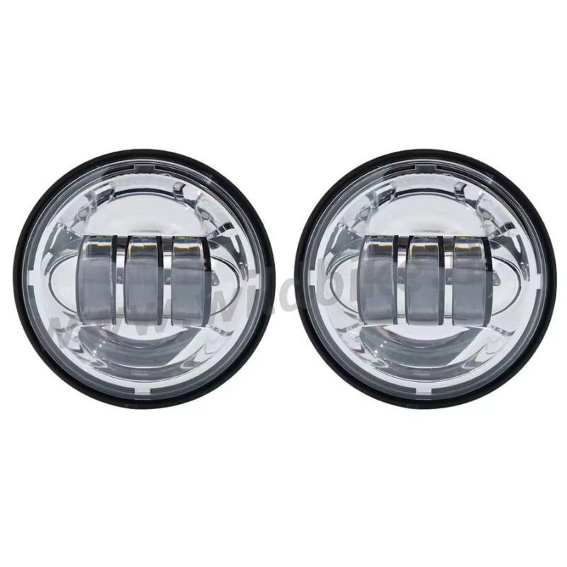 PAIRE DE RÉFLECTEURS LED CHROME POUR PHARES AUXILIAIRES 4 1/2" 110 MM POUR MOTOS ET HARLEY DAVIDSON