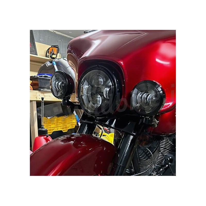 BLACK DAYMAKER LED BRACKETS SPOTLIGHT 4.5" KIT HARLEY DAVIDSON FLH TOURING 1999-23