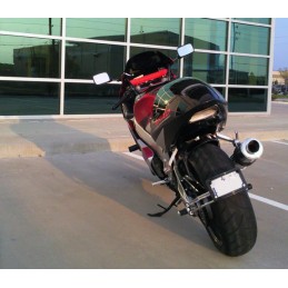 SUPPORTO PORTATARGA UNIVERSALE CROMATO SU RUOTA MOTO CUSTOM E HARLEY DAVIDSON