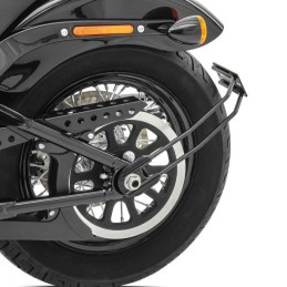 SUPPORTO PORTATARGA UNIVERSALE NERO SU RUOTA MOTO CUSTOM E HARLEY DAVIDSON