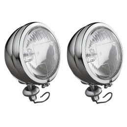 CHROME AUXILIARY UNIVERSAL SPOTLIGHT HALOGEN KIT CUSTOM MOTORCYCLE AND HARLEY DAVIDSON
