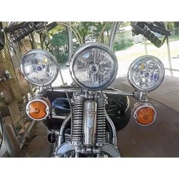 KIT LUCI AUSILIARIE UNIVERSALI ALOGENE CROMATE MOTO CUSTOM E HARLEY DAVIDSON