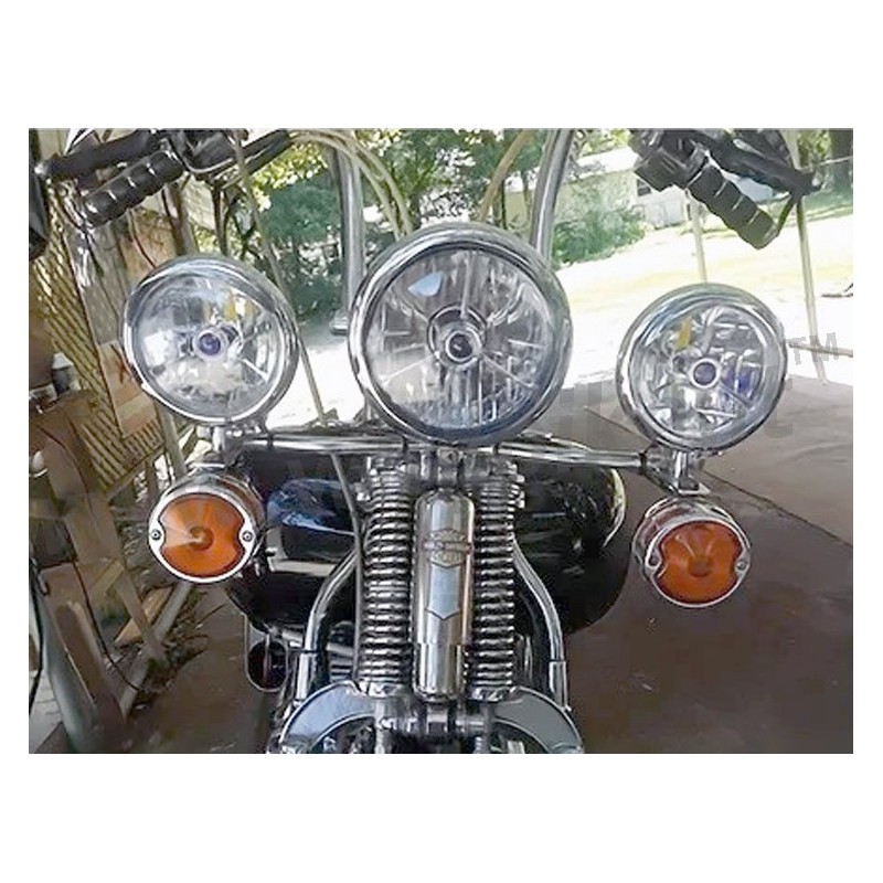 CHROME AUXILIARY UNIVERSAL SPOTLIGHT HALOGEN KIT CUSTOM MOTORCYCLE AND HARLEY DAVIDSON