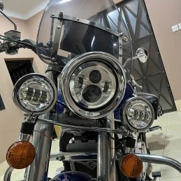 CHROM HILFSSCHEINWERFER KIT UNIVERSAL LED EU ZUGELASSEN CUSTOM MOTORRAD UND HARLEY DAVIDSON