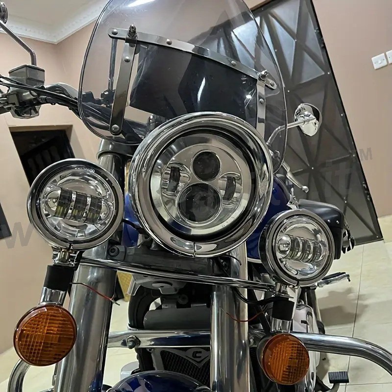 CHROME AUXILIARY UNIVERSAL SPOTLIGHT LED KIT EU APPROVED CUSTOM MOTORCYCLE AND HARLEY DAVIDSON
