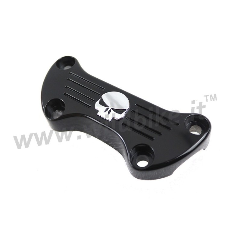BLACK SKULL RISER TOP CLAMP FOR HANDLEBARS HARLEY DAVIDSON