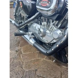 SCHWARZER HITZESCHUTZSCHILD FÜR KRÜMMER HARLEY DAVIDSON XL SPORTSTER 2014-2018