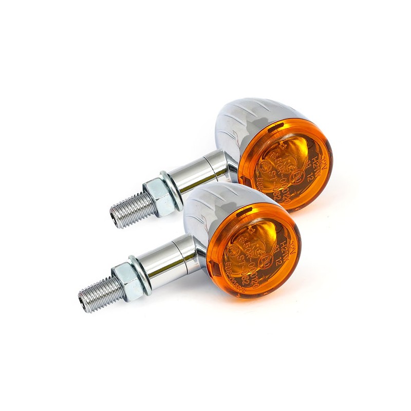 MINI BLINKER BULLET GERILLT CHROM EU ZULASSUNG CUSTOM MOTORRAD UND HARLEY DAVIDSON