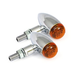 BLINKER MICRO BULLET GLATT CHROM EU ZULASSUNG CUSTOM MOTORRAD UND HARLEY DAVIDSON