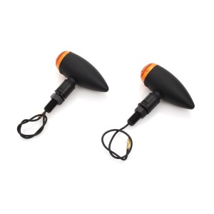 CLIGNOTANTS MICRO BULLET LISSE NOIR EU APPROUVEE CUSTOM MOTO ET HARLEY DAVIDSON