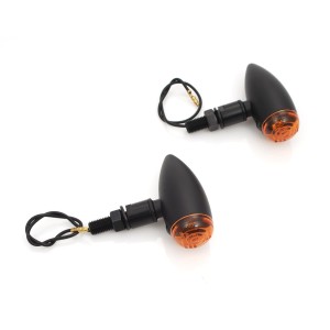 BLACK TURN SIGNALS MICRO BULLET PLAIN EU APPROVED CUSTOM MOTORCYCLE AND HARLEY DAVIDSON
