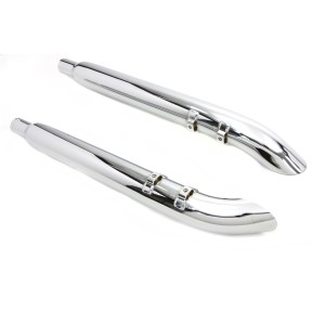 AUSPUFF SCHALLDÄMPFER 3.75" SLIP-ON TURN OUT VERCHROMT HARLEY DAVIDSON FLH FLT TOURING 1995-2016