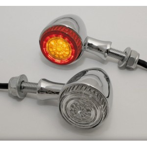 INDICATEURS CLIGNOTANTS ARRIERE BULLET LED CHROMEE MULTIFONCTION MOTO CUSTOM ET HARLEY DAVIDSON