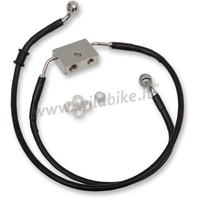 SCHWARZE STAHLBREMSLEITUNGEN VERLÄNGERT + 8" ABS HARLEY DAVIDSON XL 883 N IRON 14-22