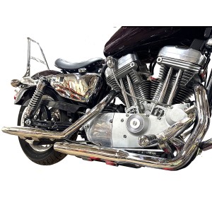 CHROME EXHAUSTS SYSTEM 2INTO2 SEAMLESS TAPERED HARLEY DAVIDSON XL SPORTSTER 2004-2022