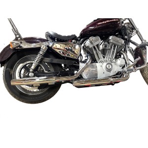 CHROME EXHAUSTS SYSTEM 2INTO2 SEAMLESS TAPERED HARLEY DAVIDSON XL SPORTSTER 2004-2022
