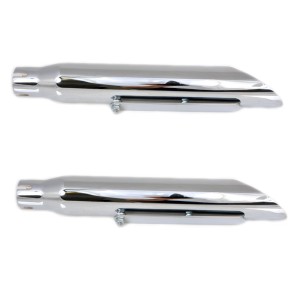 CHROME EXHAUST MUFFLERS SLIP ON UNIVERSAL SLASH CUT 40 CM. FOR MOTORCYCLES CUSTOM