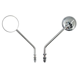 CHROME ROUND MIRROR SET CUSTOM DIE-CAST 3" LONG STEM FOR HARLEY DAVIDSON