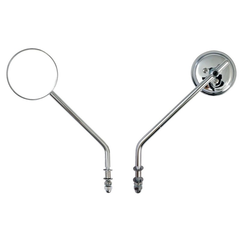 CHROME ROUND MIRROR SET CUSTOM DIE-CAST 3" LONG STEM FOR HARLEY DAVIDSON