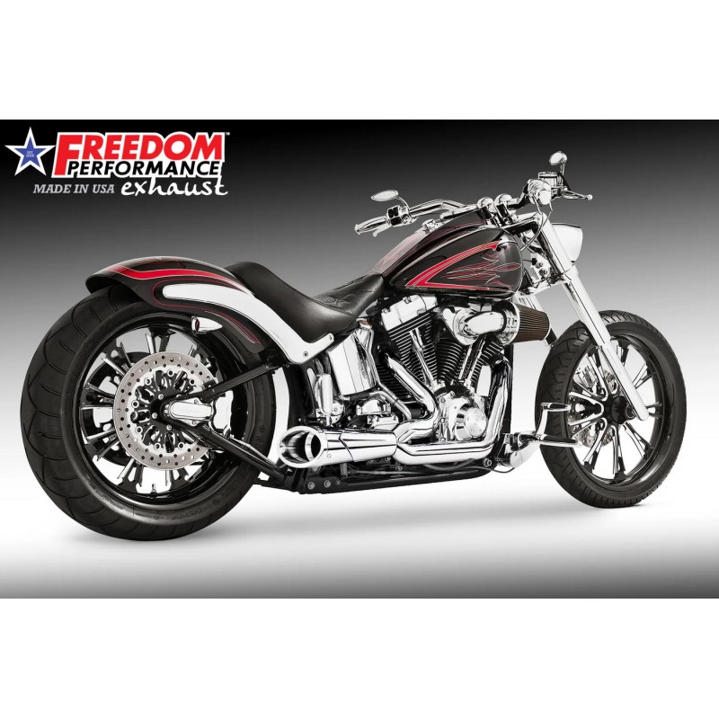 SYSTÈME D'ÉCHAPPEMENT 2-1 SHORTY COMBAT CHROME HARLEY DAVIDSON FXS FLS SOFTAIL 1986-2017