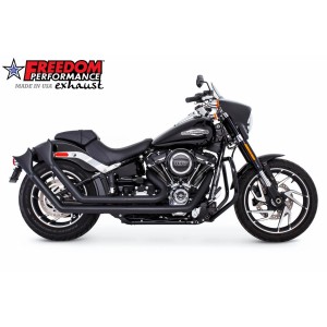 BLACK EXHAUSTS 2INTO2 UPSWEEPS FISHTAIL HARLEY DAVIDSON SOFTAIL 2018-2024