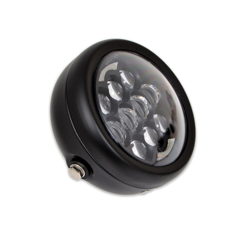 FARO FANALE ANTERIORE NERO OMOLOGATO 145 MM EMC SUPERLIGHT 12 LED MONTAGGIO LATERALE MOTO