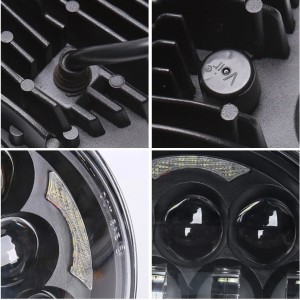 FARO FANALE ANTERIORE NERO/CROMO OMOLOGATO 145 MM EMC SUPERLIGHT 12 LED MONTAGGIO LATERALE MOTO