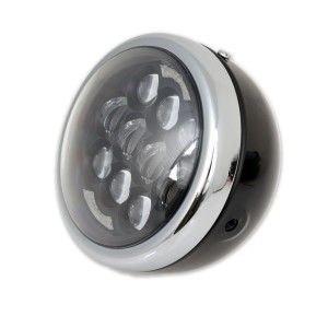 HEADLIGHT EU APPROVED BLACK/CHROME 145 MM EMC SUPERLIGHT 12 LED SIDE MOUNT MOTORCYCLE