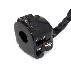 BLOCS COMPLETS EN ALUMINIUM VINTAGE STYLE 2 NOIRS POUR GUIDON MOTO 22 MM