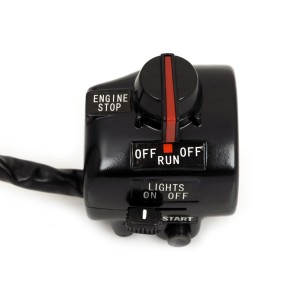 BLOCKS HANDLEBAR SWITCHES COMPLETE IN ALUMINUM VINTAGE STYLE 2 BLACKS FOR 22 MM MOTORCYCLE