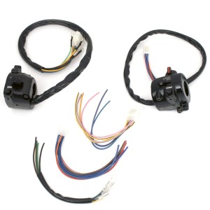 BLOCKS HANDLEBAR SWITCHES COMPLETE IN ALUMINUM VINTAGE STYLE 2 BLACKS FOR 22 MM MOTORCYCLE