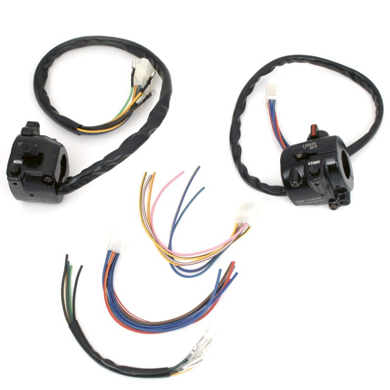 BLOCKS HANDLEBAR SWITCHES COMPLETE IN ALUMINUM VINTAGE STYLE 2 BLACKS FOR 22 MM MOTORCYCLE