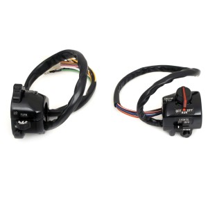 LENKERSCHALTER KOMPLETT ALUMINIUM VINTAGE STYLE 2 BLACKS FÜR 22 MM MOTORRAD