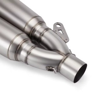 UNIVERSAL MUFFLER EXHAUST STAINLESS TWIN CONE INOX/BLACK MOTORCYCLE