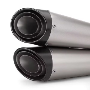 AUSPUFF SCHALLDÄMPFER UNIVERSAL TWIN CONE INOX/SCHWARZ MOTORRAD
