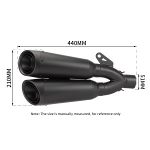 UNIVERSAL MUFFLER EXHAUST STAINLESS TWIN CONE INOX/BLACK MOTORCYCLE