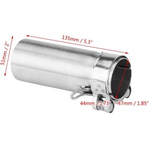 TUBO DI RACCORDO UNIVERSALE 44/47 - 51 MM PREMIUM COLLETTORE DI SCARICO INOX MOTO
