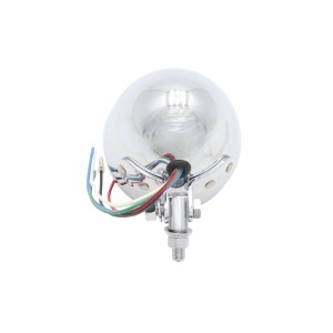 FARO FANALE MINI BULLET DECO 4" OMOLOGATO CROMATO MOTO CUSTOM E HARLEY DAVIDSON