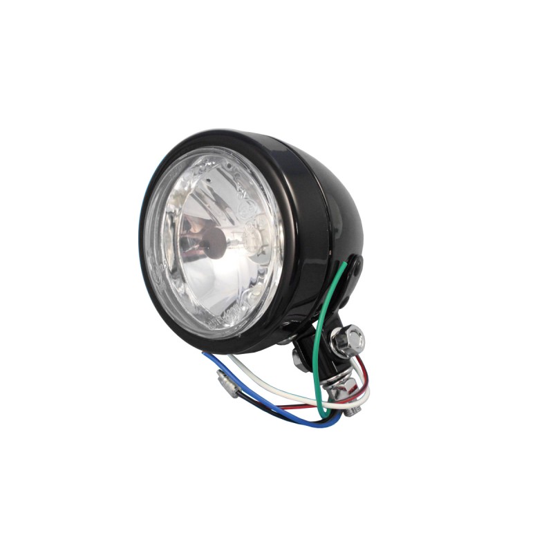 PHARE AVANT MINI BULLET DECO 4 " EU APPROUVÉ NOIR MOTO CUSTOM ET HARLEY DAVIDSON