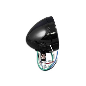 BLACK HEADLIGHT MINI BULLET DECO 4" EU APPROVED CUSTOM MOTORCYCLE AND HARLEY DAVIDSON