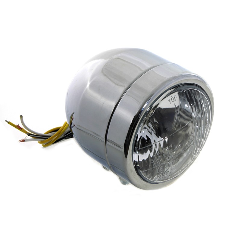 CHROME HEADLIGHT MINI DIAMOND CUT 4" EU APPROVED CUSTOM MOTORCYCLE AND HARLEY DAVIDSON