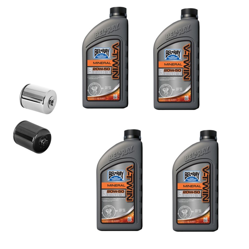 ENGINE OIL SERVICE KIT BEL RAY MINERAL 20W50 HARLEY DAVIDSON FLH FLT TOURING 1999-2017
