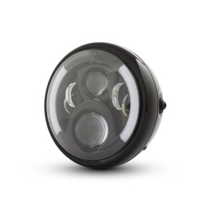 PHARE AVANT NOIR MULTI LED CLIGNOTANTS 7.5" 190 MM POUR MOTOCYCLETTE