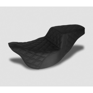 SELLA IN PELLE COMFORT AL GEL DNA KING DIAMOND STITCH NERA HARLEY DAVIDSON FLH FLT TOURING 2008-2023