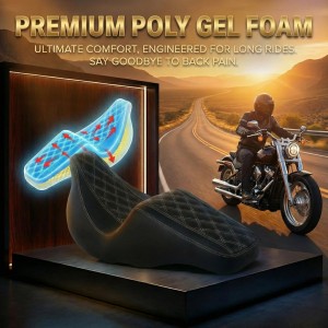 SITZBANK KOMFORT LEDER MIT GELPOLSTERUNG DNA KING TUCK&ROLL SCHWARZ HARLEY DAVIDSON FLH FLT TOURING 2008-2023