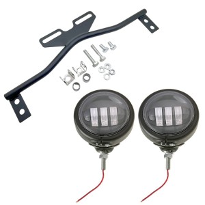 KIT PHARE AUXILIAIRE EU APPROUVEE LED 4.5" 120 MM NOIR POUR MOTO CUSTOM